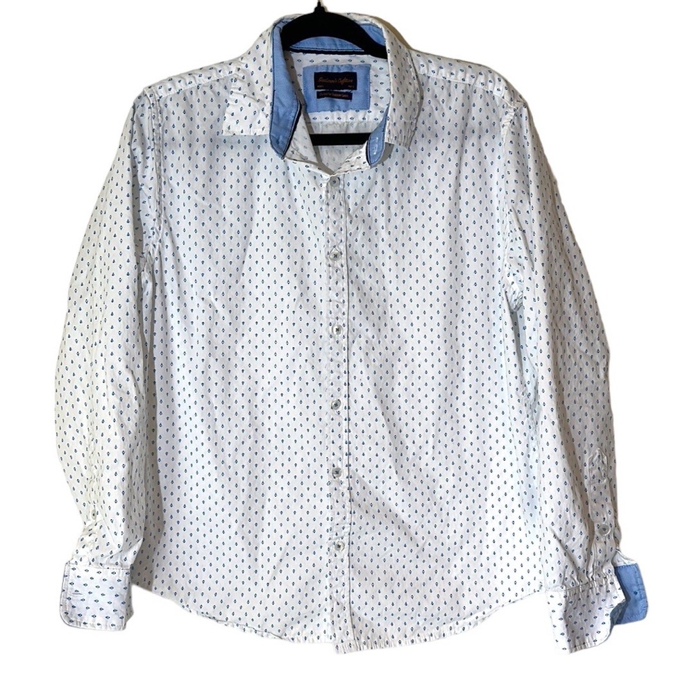 Gentlemen’s Outfitters White Collar Button Up Small Blue Designs